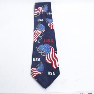 Vtg American Classics MMG Tie Mens 58 in Red White Blue Flag USA Patriotic Wide